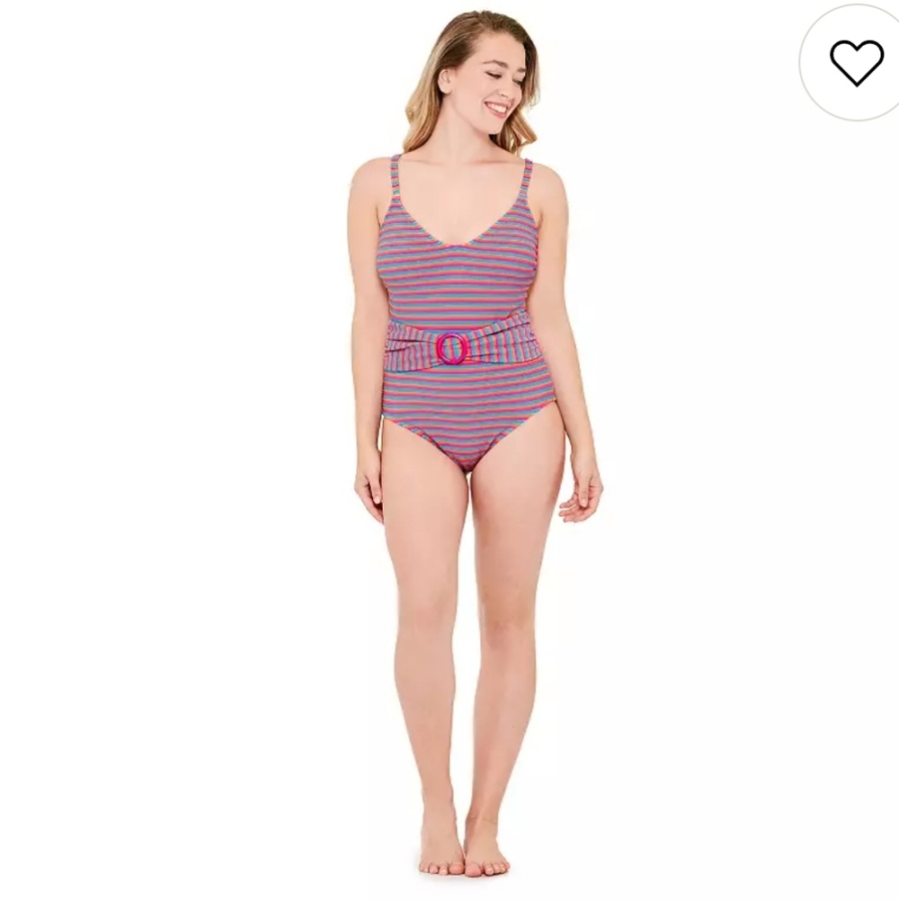 NWOT Freshwater Rainbow Stripe One-Piece Swimsuit XL